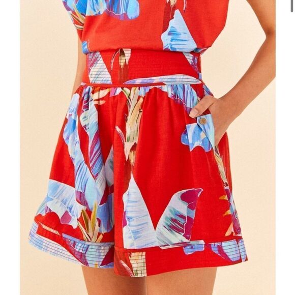 NWT Farm Rio Sweet Jungle Red Shorts Ananas Red Small - Picture 3 of 9